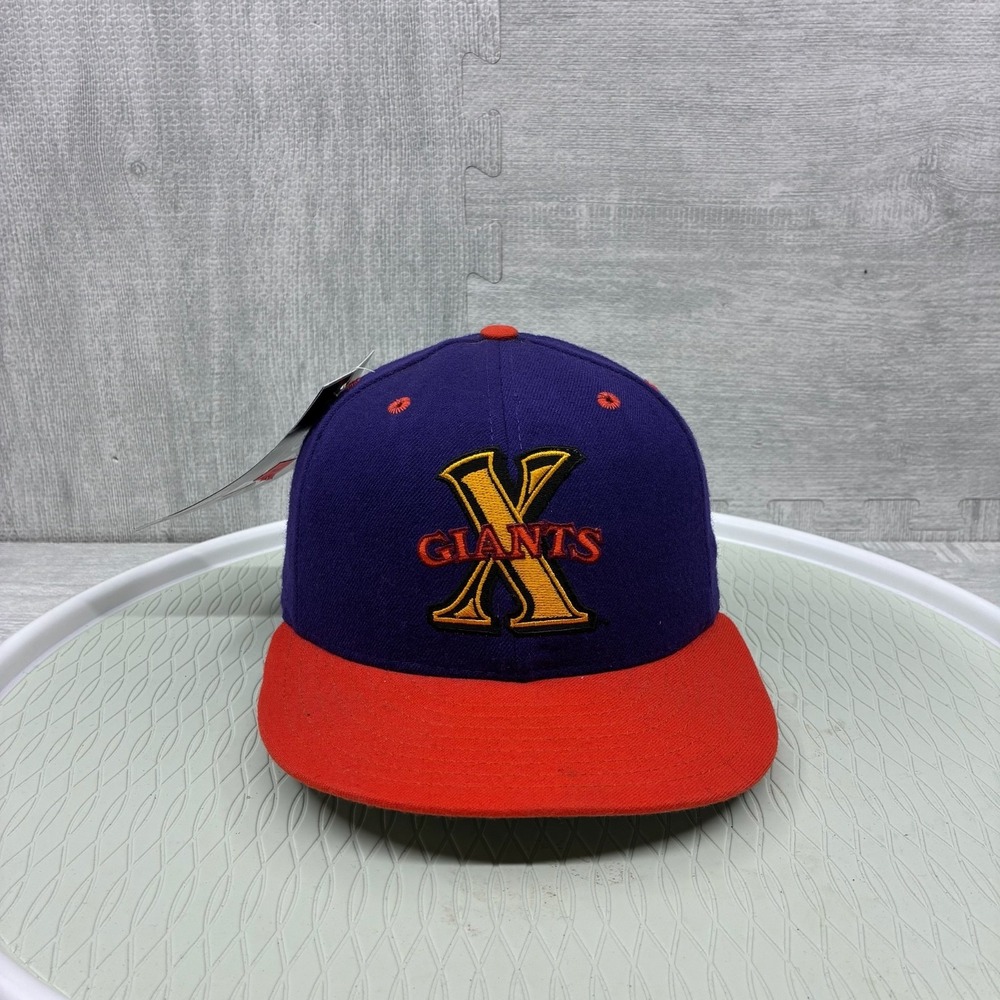 NWT Vintage Cuban X Giants Hat Cap Fitted Purple Orange New Era USA Made Wool